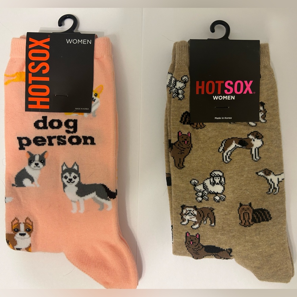 Hot Sox Women's Dog Lover Socks - Peach and Beige Set of 2 Pairs